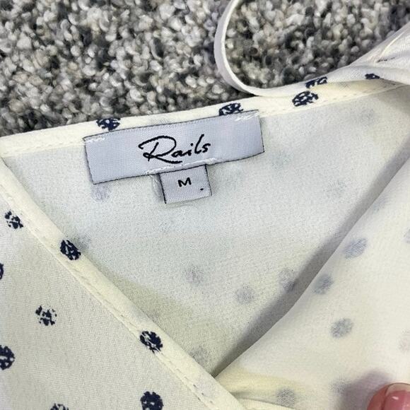 Rails Frida Speckled Dot High-Low Midi Slip Dress, Womens M, White/Black Ruffles - Picture 9 of 16